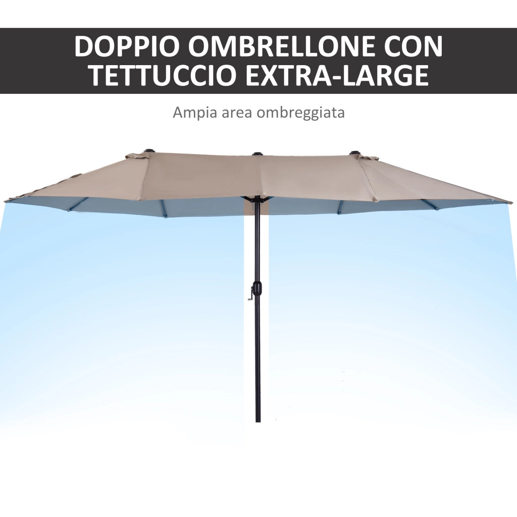 Ombrellone da Giardino Doppio ¨C zephmum ¨C Acciaio Poliestere Grigio 455x265x238cm