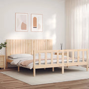 Giroletto con Testiera Super King Size-Struttura Letto in Legno Massello 589241