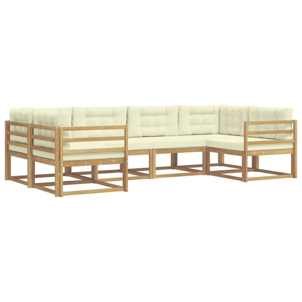 Set di divani da esterno con cuscino 6 pcs Bianco e Crema