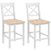 Sgabelli Bar 2 Pezzi con Schienale Alto ¨C zephmum ¨C Legno Pino Naturale e Bianco
