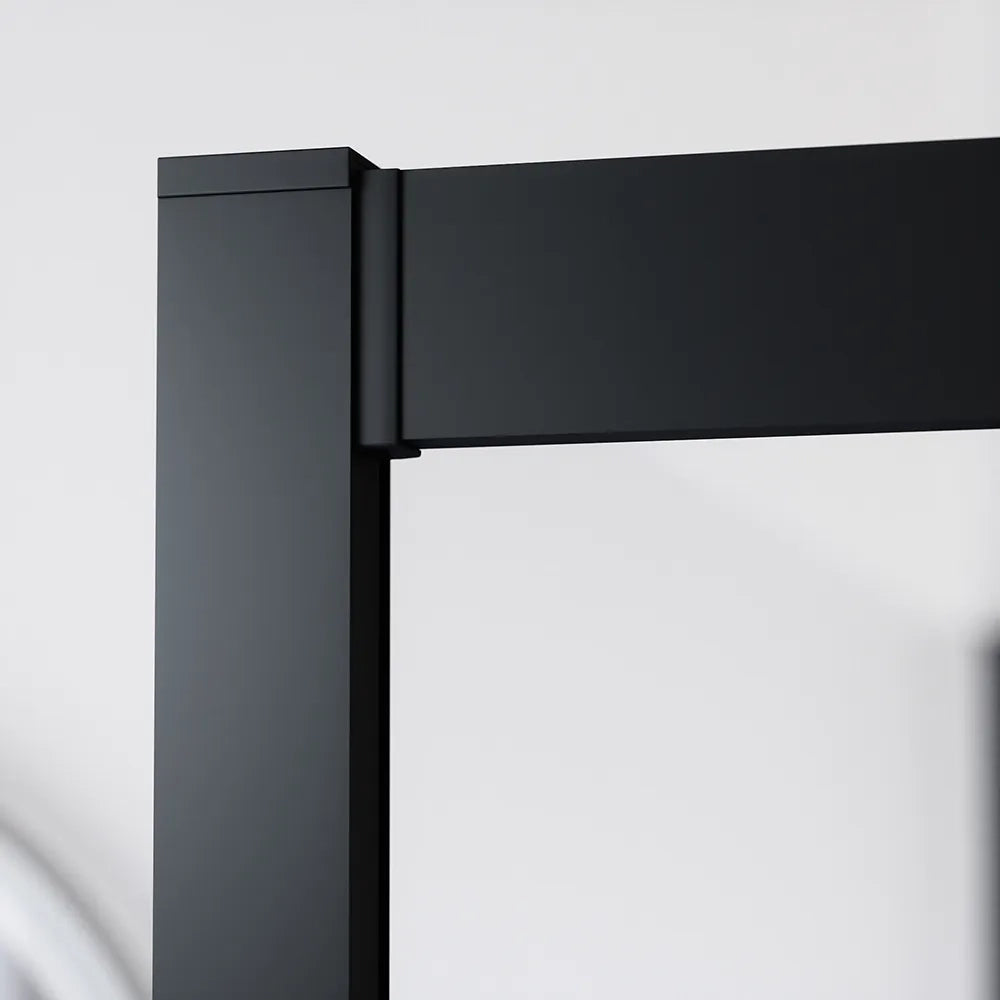 Box doccia nero opaco 3 lati 70x100x70cm con porta scorrevole e doppia parete fissa vetro 6mm trasparente h185cm | Madagascar