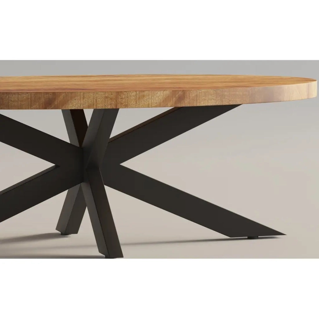 Tavolino MADEIRO - Forma ovale - Marrone legno e metallo - Stile contemporaneo