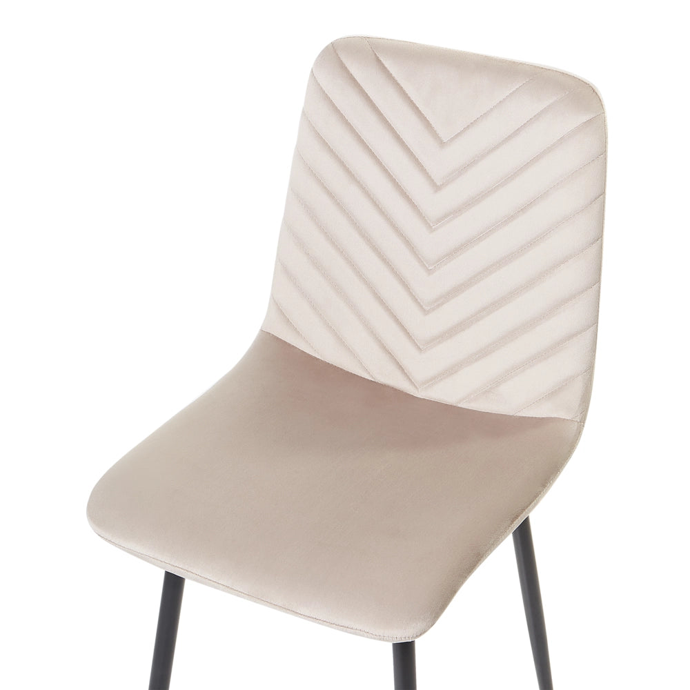Set di 4 sedie da pranzo in velluto beige gambe in ferro gambe stile elegante