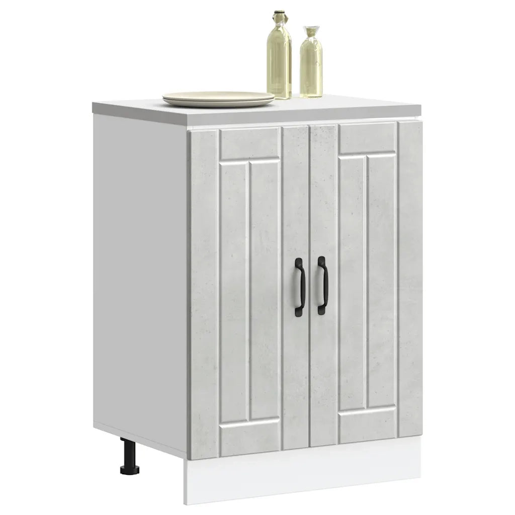 Mobile base lavello-Armadietto da bagno Lucca Grigio Cemento in Legno Multistrato 194884
