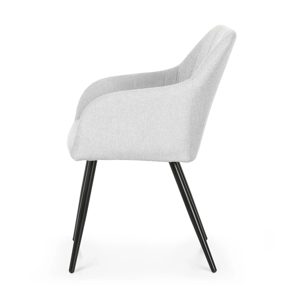 Set di 2 Sedie imbottite con cuciture quadrate LUXANO Grigio Chiaro gambe nere tessuto Lumos