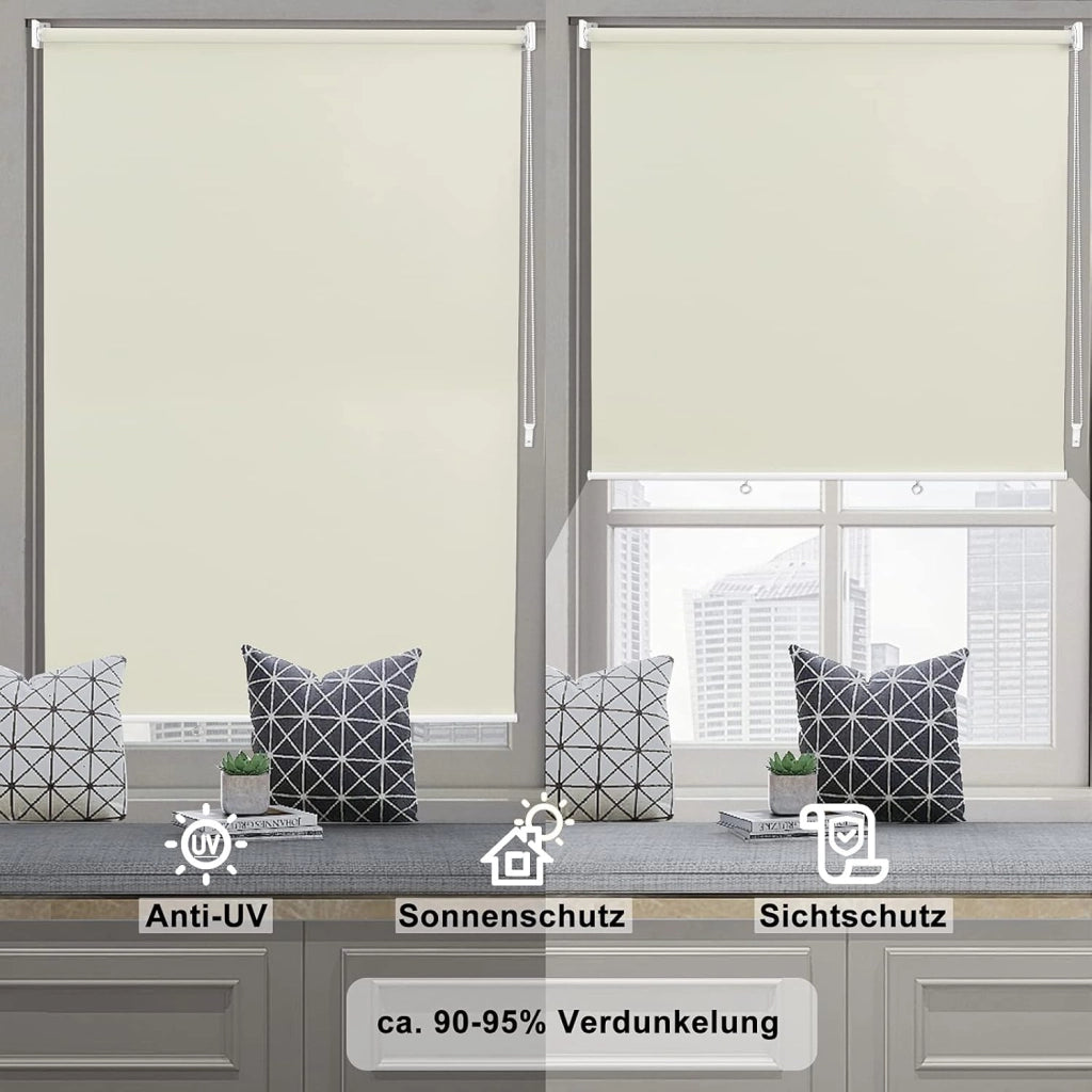 Tenda da Sole Verticale con Catenella, Tenda a Rullo da Esterno Resistente alle Intemperie con Protezione UV e Isolamento Termico, per Balcone, Terrazza o Finestra, Beige 140x240 cm
