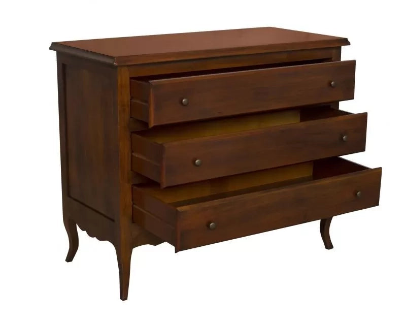 Cassettiera 3 cassetti arte povera legno noce bassano 107x52x89 (762) - Mobili 2G