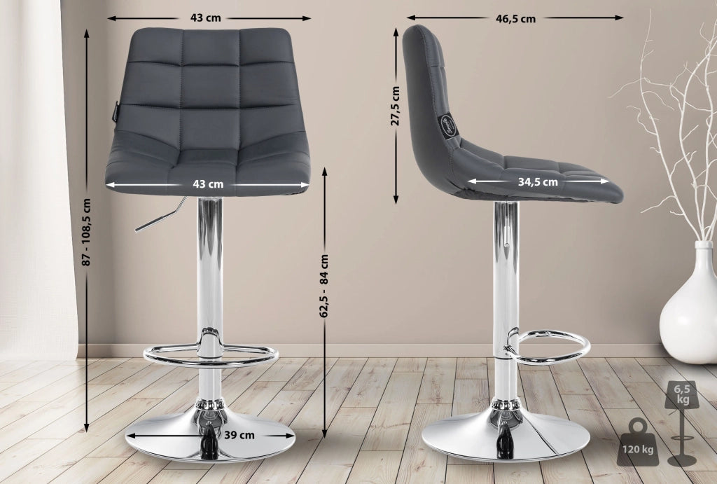 Sgabello Jerry in similpelle grigio,cromo