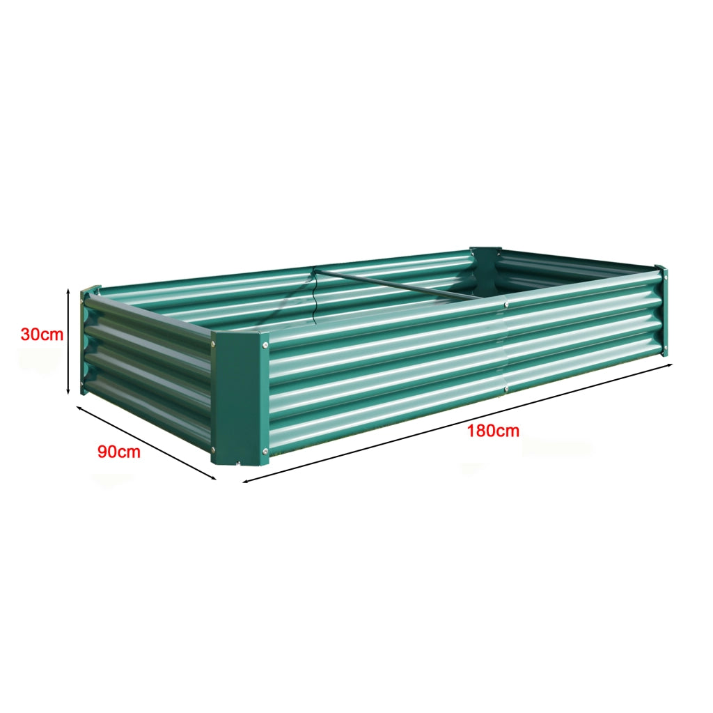 Orto rialzato su gambe in lamiera d'acciaio zincata con fondo aperto per verdure erbe e fiori verde 180 × 91 × 30 cm