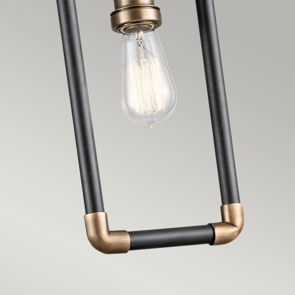 Lampada a sospensione industriale nera ottone Imahn Kichler