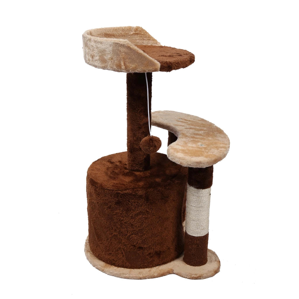 Albero tiragraffi 67 cm marrone/bianco Con sisal, piattaforma, nicchia e pallina
