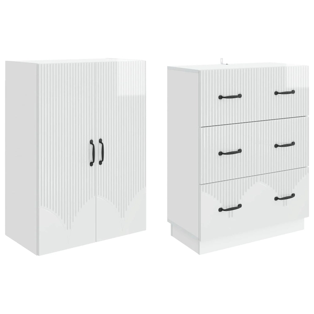 Set di armadi 2 pcs Bianco Lucido 66 x 34,5 x 87 cm