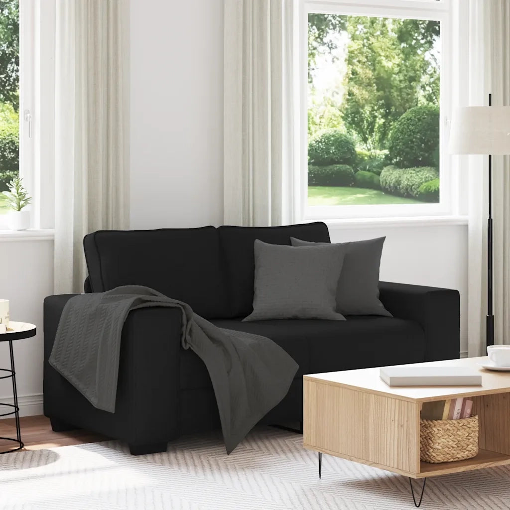 vidaXL Divano a 2 Posti Nero 120 cm in Tessuto