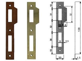 CONTROPIASTRA RIDOTTA CON ALETTA PER SERRATURA A BUSSOLA BORDO QUADRO- - acciaio bronzato (B.00570.05.02) - 5 pezzi AGB