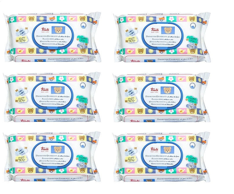 SET 6 CONFEZIONI DA 72 TRUDY BABY CARE SALVIETTINE UMIDIFICATE NETTARE DEI FIORI