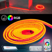 Trade Shop - Kit Striscia Neon Flex Led 160w Ip67 Centralina Telecomando Alimentatore Rgb 24v 10mt -