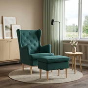 Poltrona con Ottomano 2 pz Verde Scuro Tessuto 3418809
