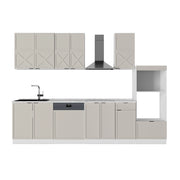 Vicco Cucina componibile Grigio/beige/bianco 300 cm con armadio alto, PL Marmo
