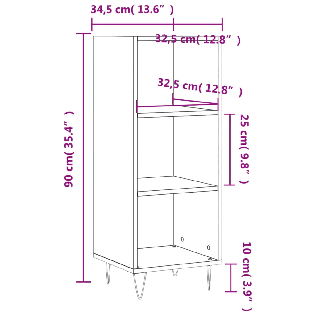 Buffet credenza cassettiera armadio mobile contenitore organizer cucina soggiorno rovere Sonoma 34,5 x 32,5 x 90 cm legno ingegnerizzato marrone 02_0031510