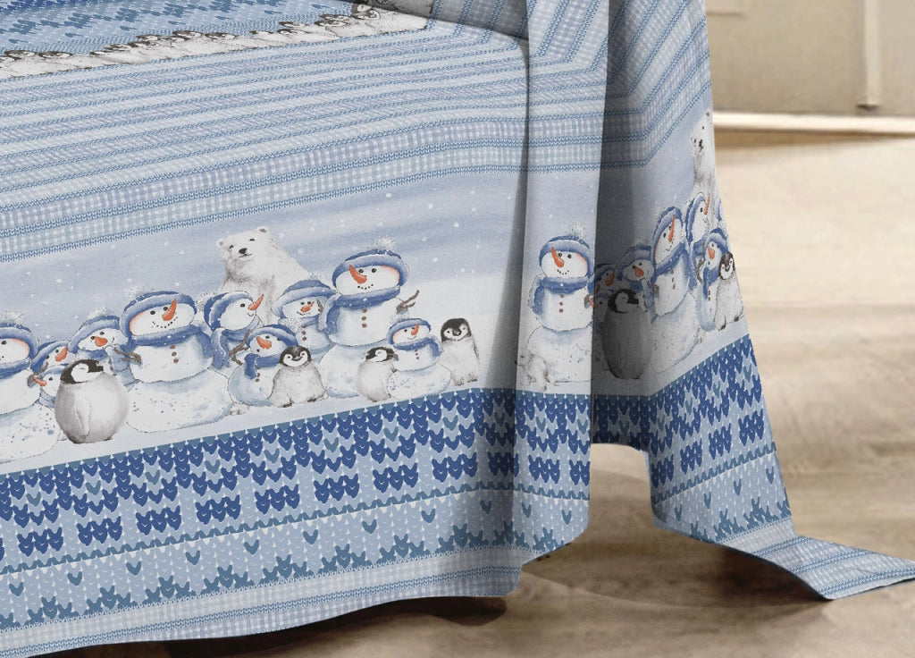 Telo Arredo Multiuso Linea Pensieri Delicati In Cotone Disegno Inverno Polare - Singolo - Blu