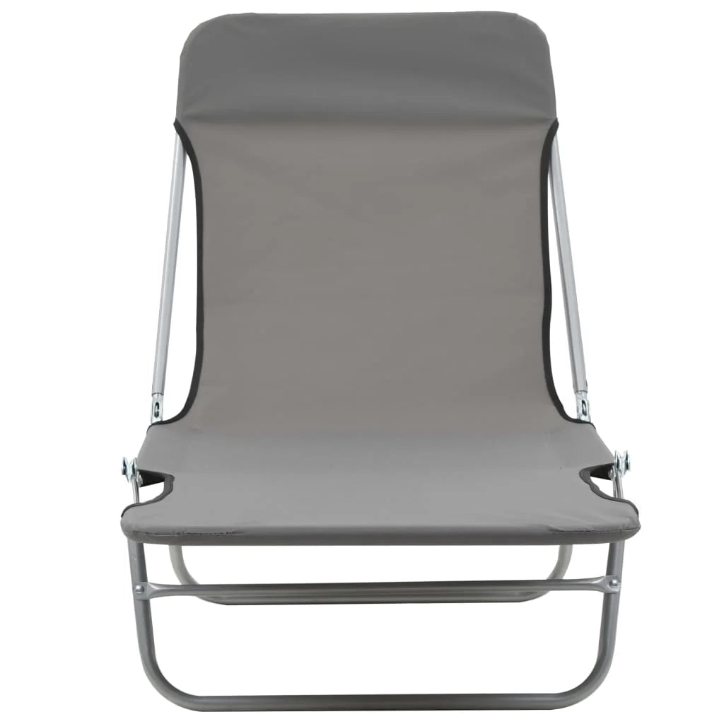 Lettini prendisole pieghevoli 182 cm 2 pezzi acciaio e tessuto grigio 02_0011934