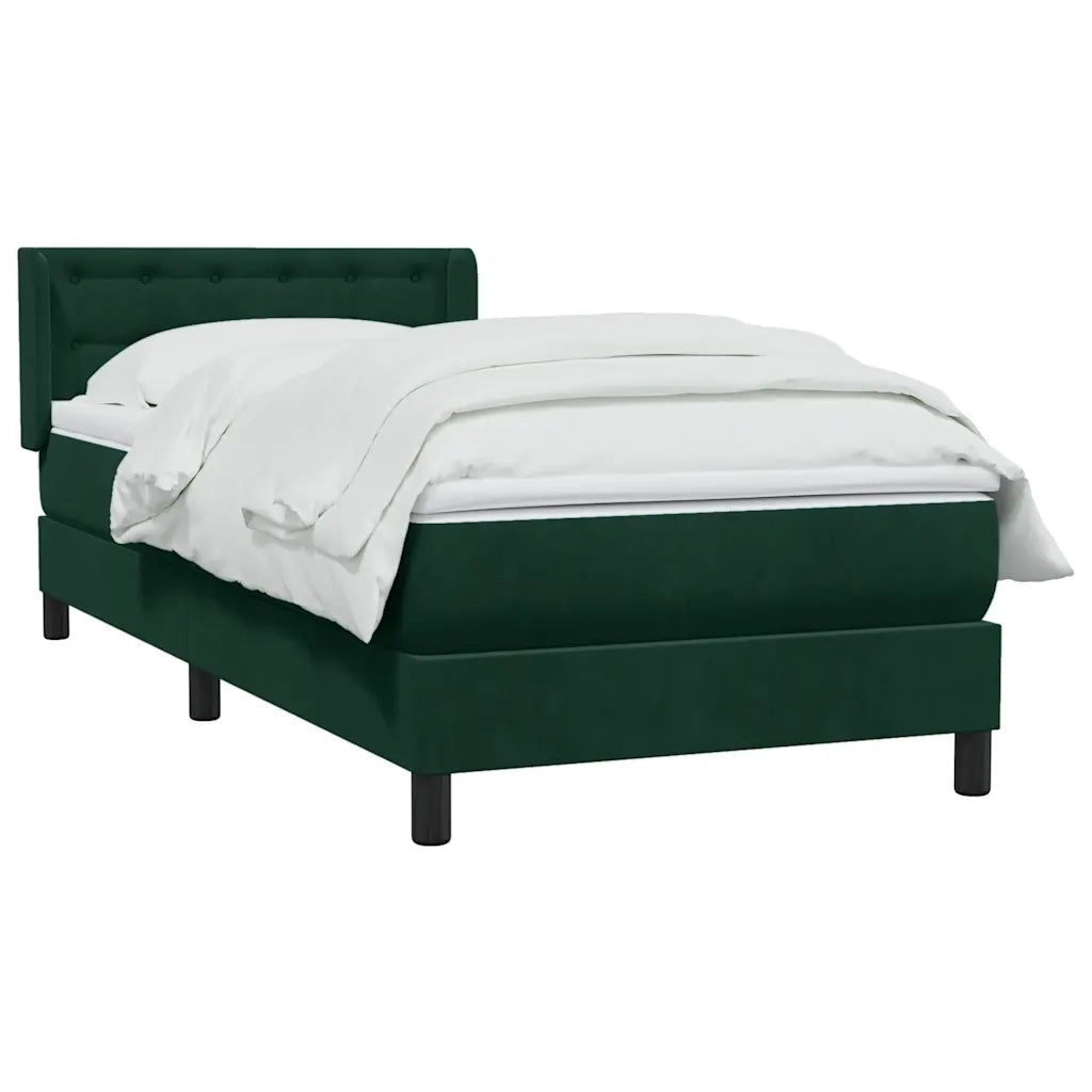 vidaXL Giroletto a Molle con Materasso Verde Scuro 80x220 cm Velluto