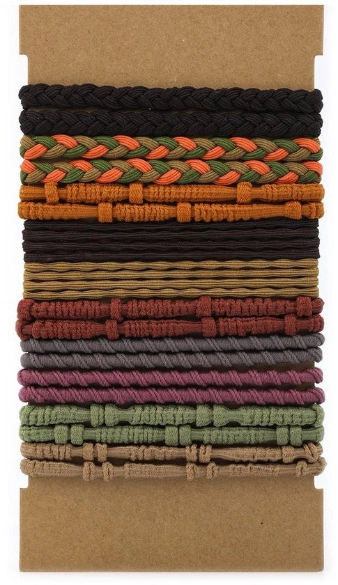 20 pezzi di fascia per capelli per donna e uomo, fascie per capelli, bracciali a coda di cavallo, elastici per capelli senza danni per capelli di media/lunga lunghezza (4 stili, 10 colori)