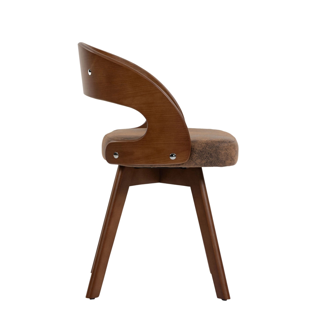 Sedia da Pranzo Girevole Imbottita in Legno ¨C MINIMAL ¨C Tessuto Caff¨¨, Schienale Curvo