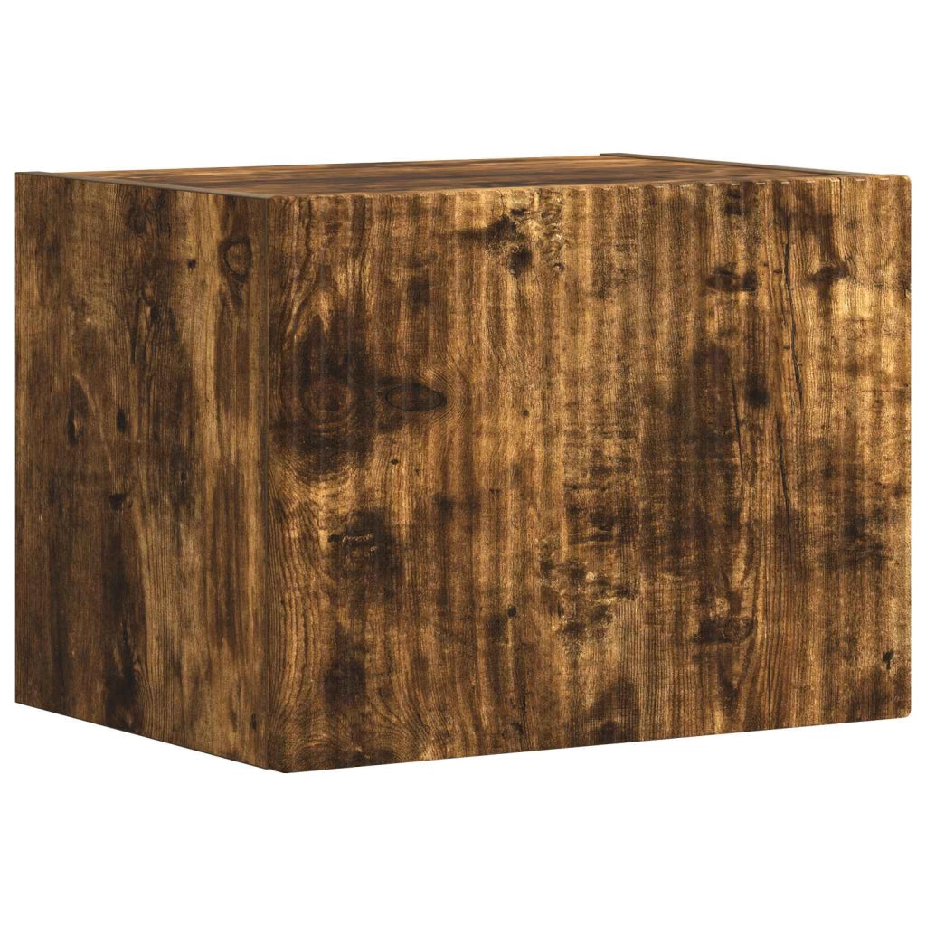 Mobile TV moderno da parete con design modulare e ampio spazio di archiviazione 31 x 100 x 29,5 cm in legno di rovere affumicato 02_0056213