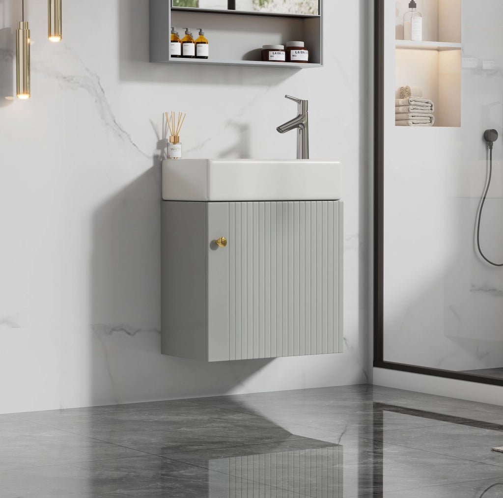 Lavabo con mobile sottolavabo 62 cm in MDF grigio e bianco