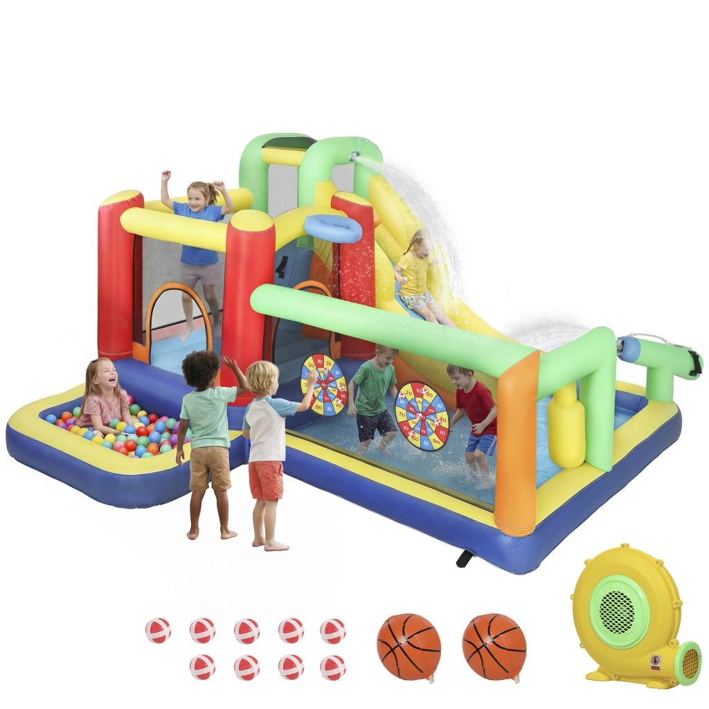 Castello Gonfiabile Bambini con Scivolo e Piscina ¨C zephmum ¨C 330x290x185 cm Multicolore