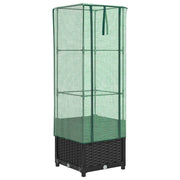 Aiuola rialzata/fioriera con copertura effetto rattan 40 x 40 x 139 cm nero 02_0038773