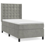 Letto singolo | Letto per adulti | Giroletto a Molle con Materasso Grigio Chiaro 80x200 cm Velluto