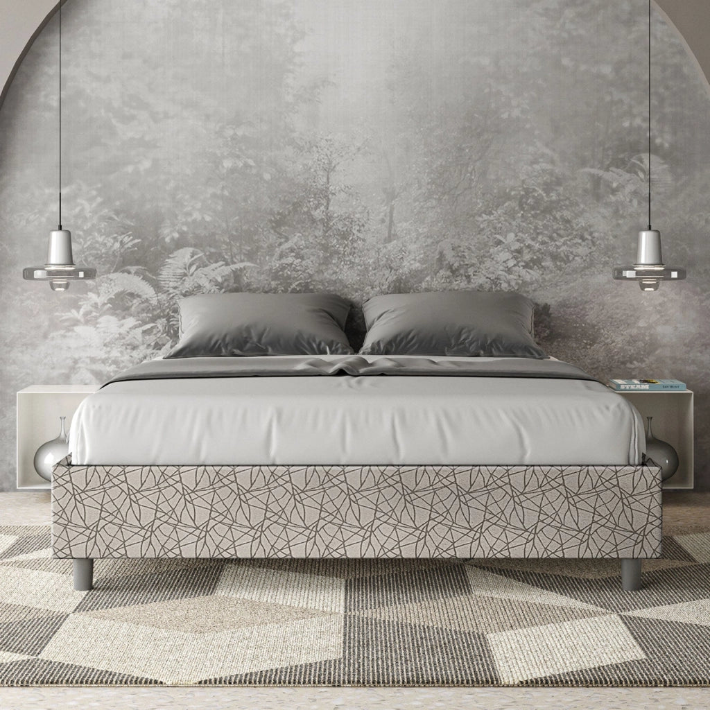 Letto Matrimoniale Sommier 160x200 cm con Rete e Contenitore Azelia Era 02 Grigio
