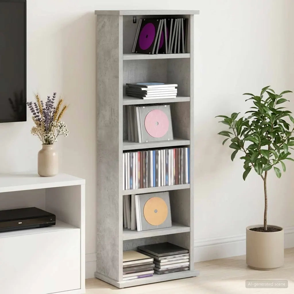 Mobile per CD Grigio Cemento 60 x 17 x 92 cm 8012752