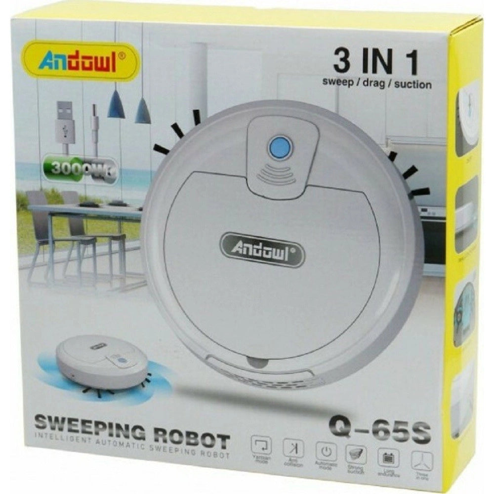 Trade Shop - Robot 3 In 1 Spazzante Ricaricabile 3000w Pulizia Rotondo Per Stanze Casa Q-65s -