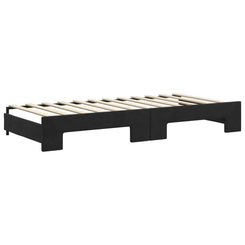 Divano Letto Estraibile con Cassetti-Sofa Letto-Daybed Nero 90x200 cm in Velluto 475513