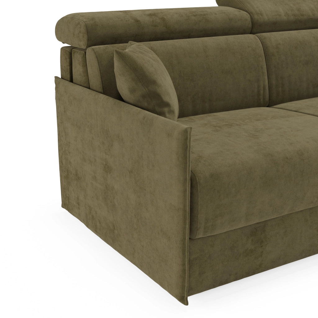 Miryam Divano letto con poggiatesta reclinabili e comfort maxi - design compatto in morbido tessuto smacchiabile T31 169 cm verde felce
