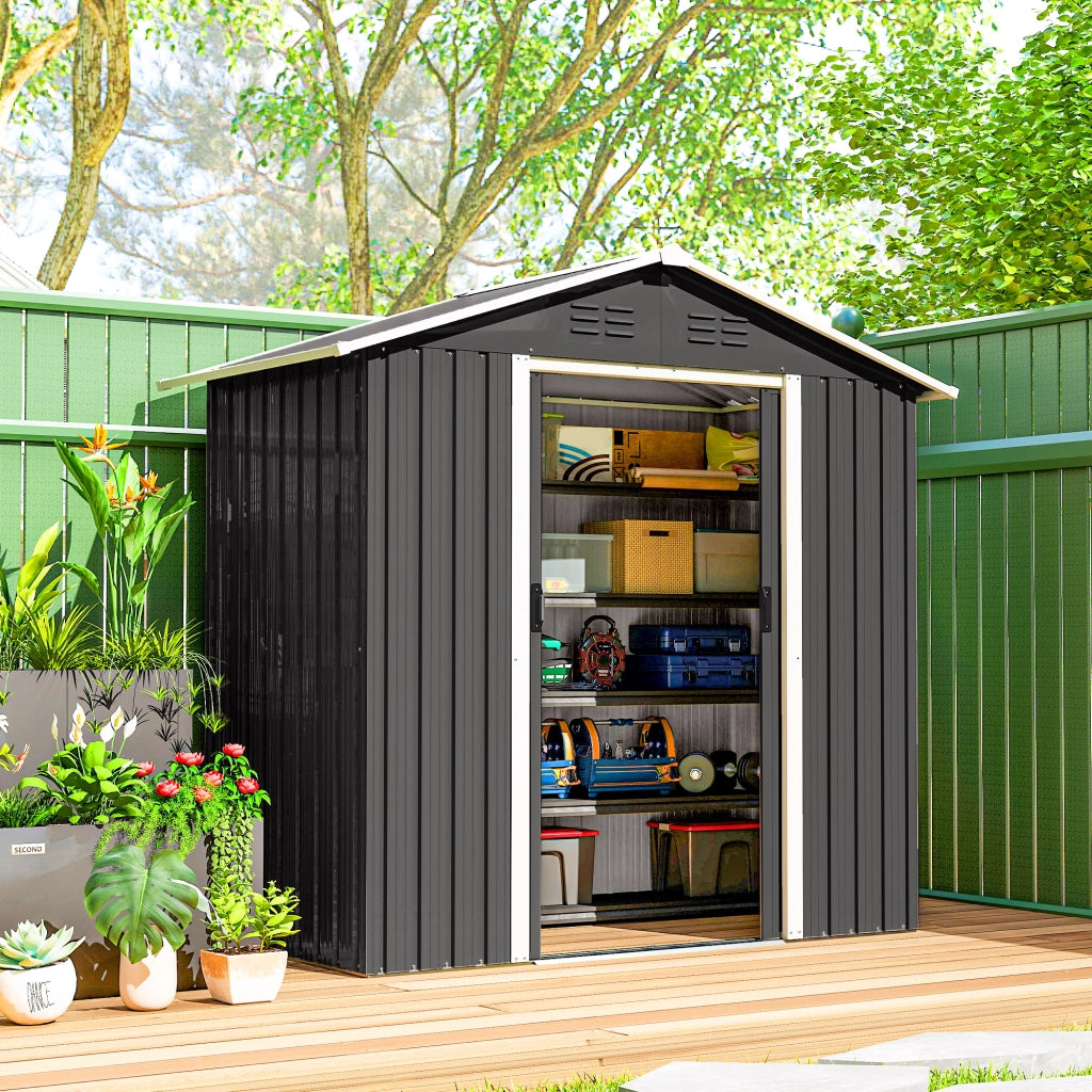 Capanno da giardino in metallo ¨C zephmum ¨C grigio antracite 194x107x191 cm