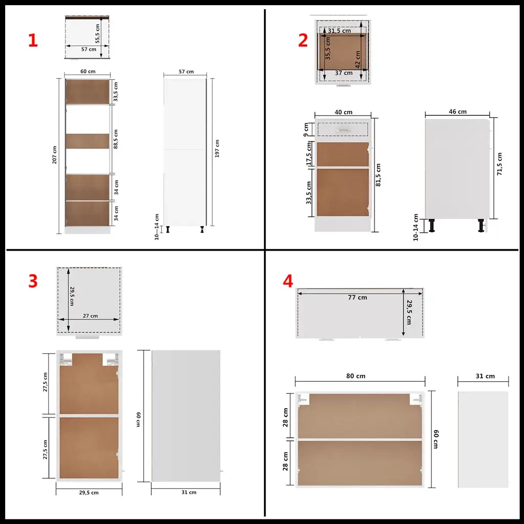 Set Armadi da Cucina 8 pz Lyon Bianco in Truciolato 3067639