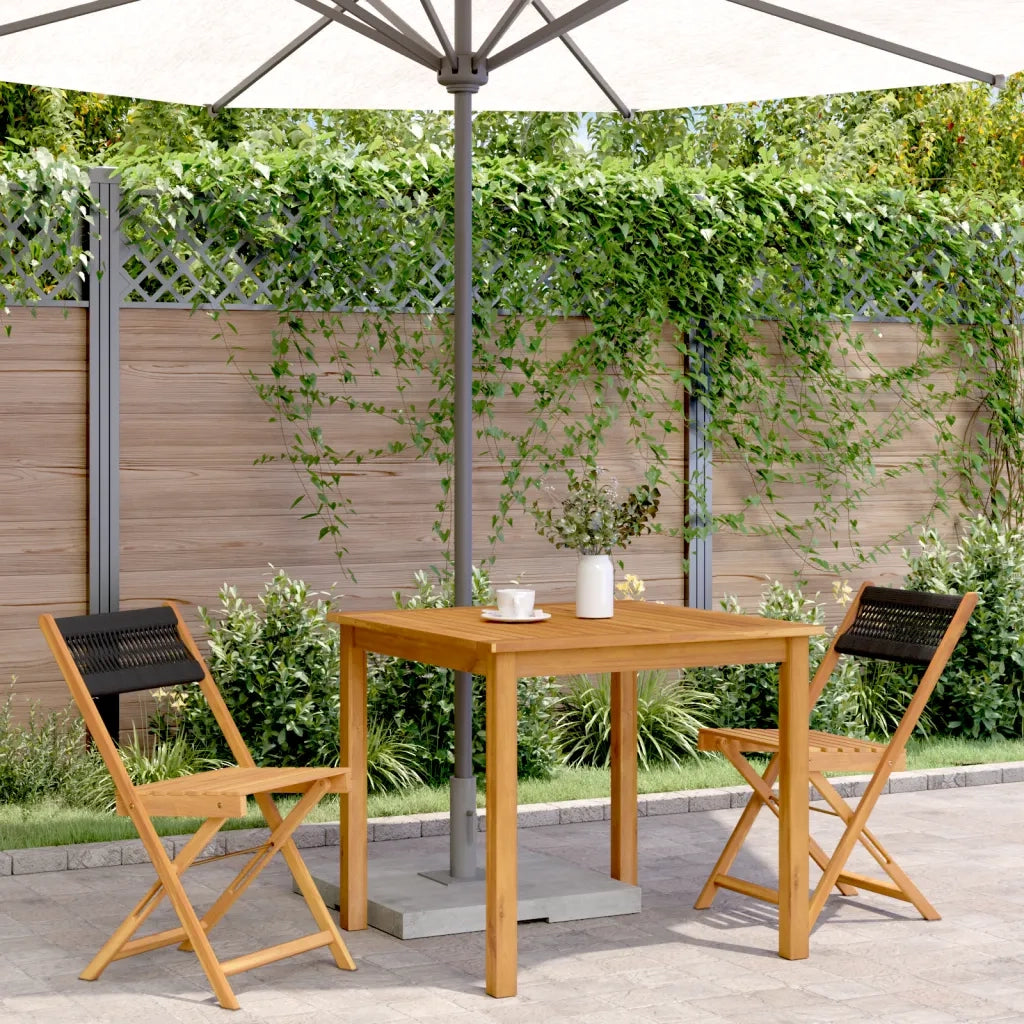 Sedie Bistrò 2pz Nere Legno Massello di Acacia e Corda 367678