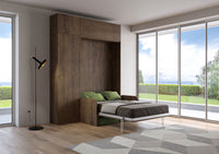 Letto Una Piazza E Mezzo A Scomparsa 120 Kentaro Con Divano E Mobili Noce e Verde