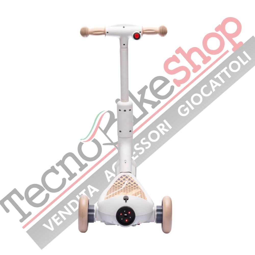 Monopattino Elettrico per Bambini Deluxe 3 Ruote + Casco e Kit Protezioni-Beige