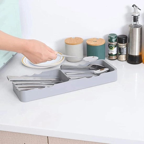 Organizzatore per accessori da cucina - 17-30 cm - espandibile - organizzatore per argenteria - contenitore per cucina - grigio