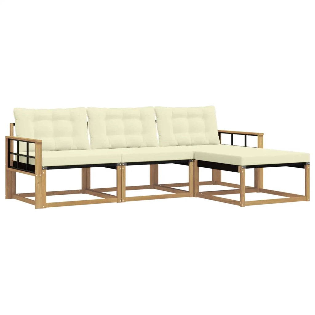 Set di divani da esterno con cuscino 4 pcs Bianco e Crema 3388568