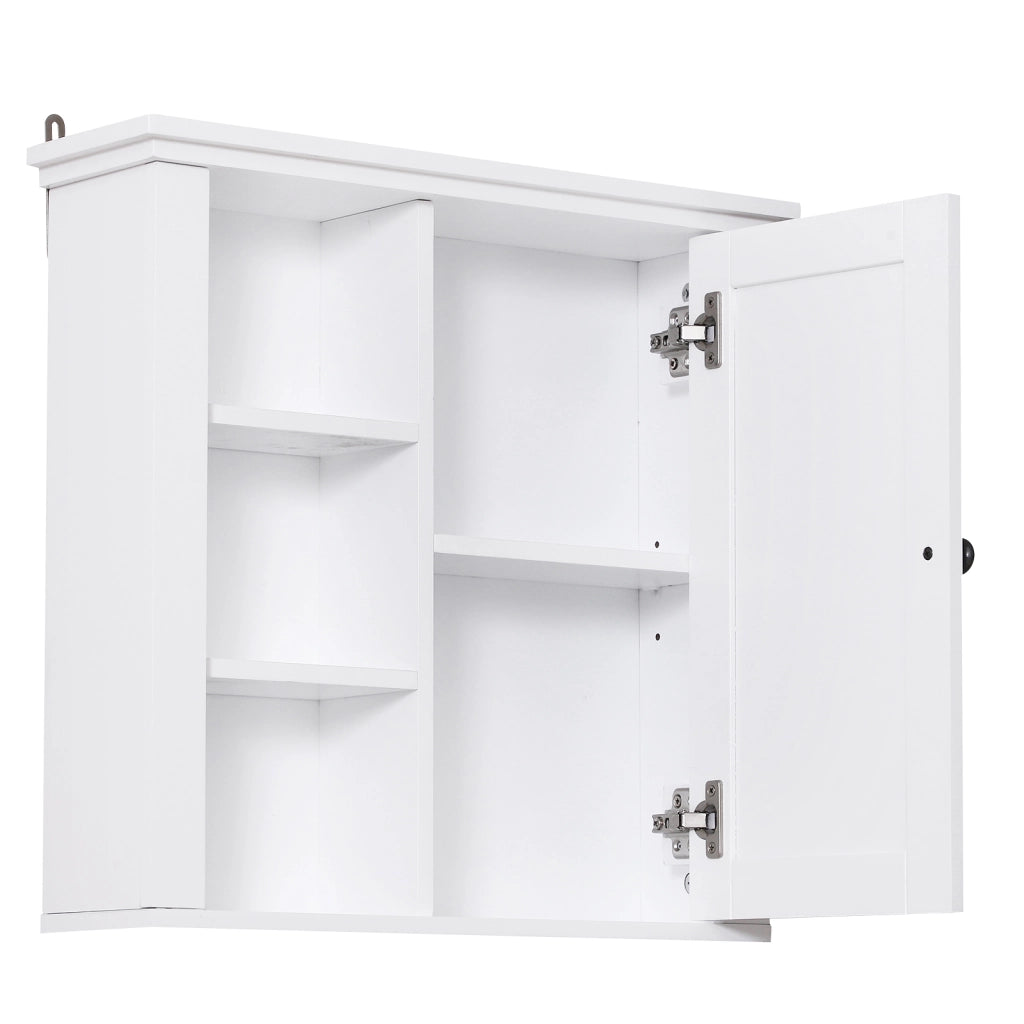 Armadietto da Bagno Sospeso ¨C zephmum ¨C 53x14.5x50.5 cm Bianco Legno