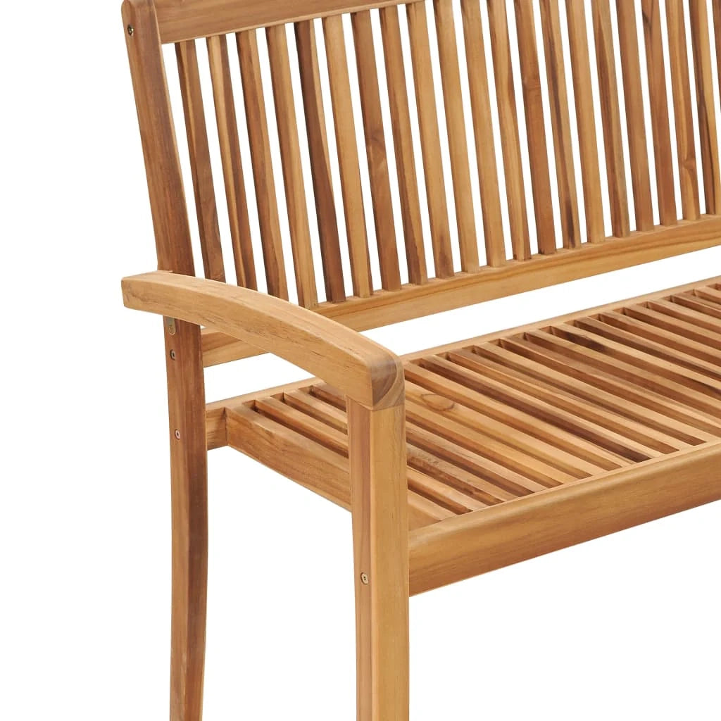 Panca da giardino mobili da esterno per patio panca da terrazza impilabile e cuscino 128,5 cm legno massello di teak 02_0011677