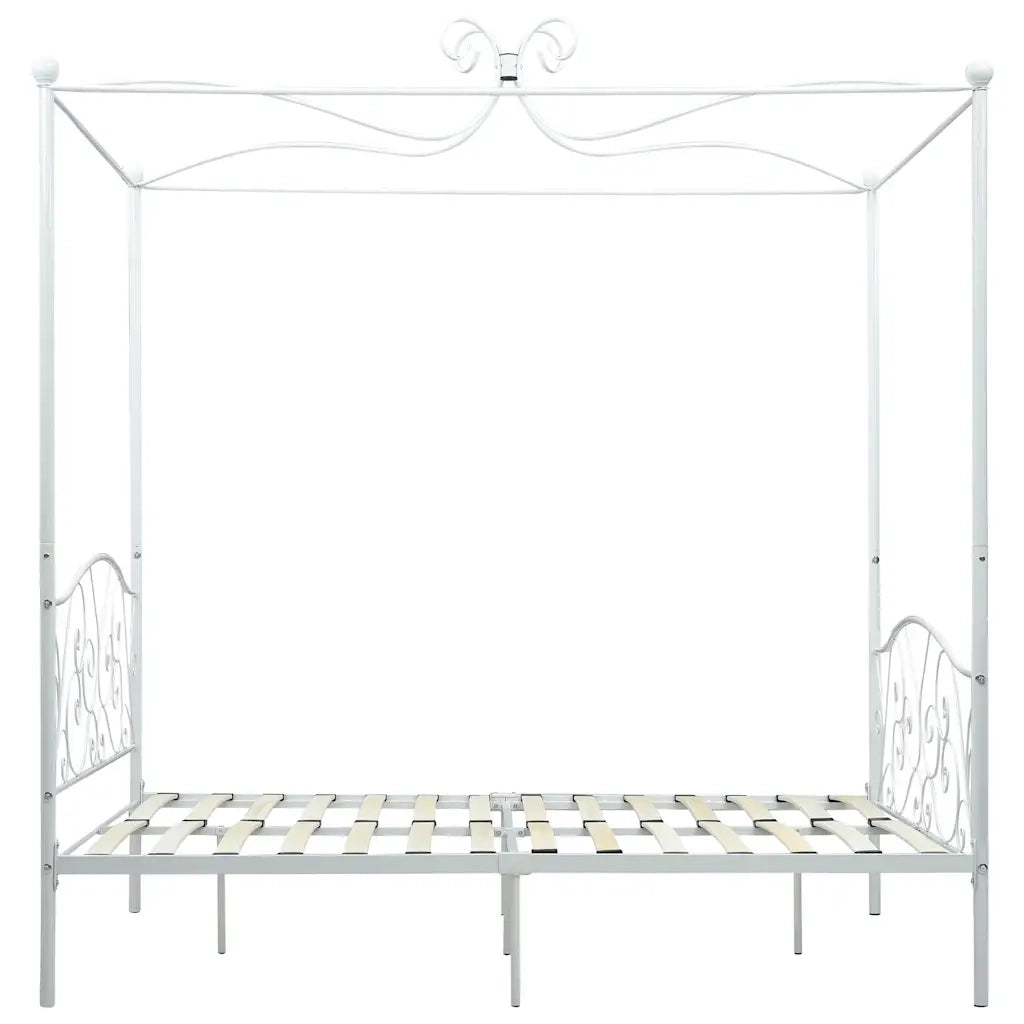 Letto a Baldacchino Bianco in Metallo 140x200 cm cod mxl 62955
