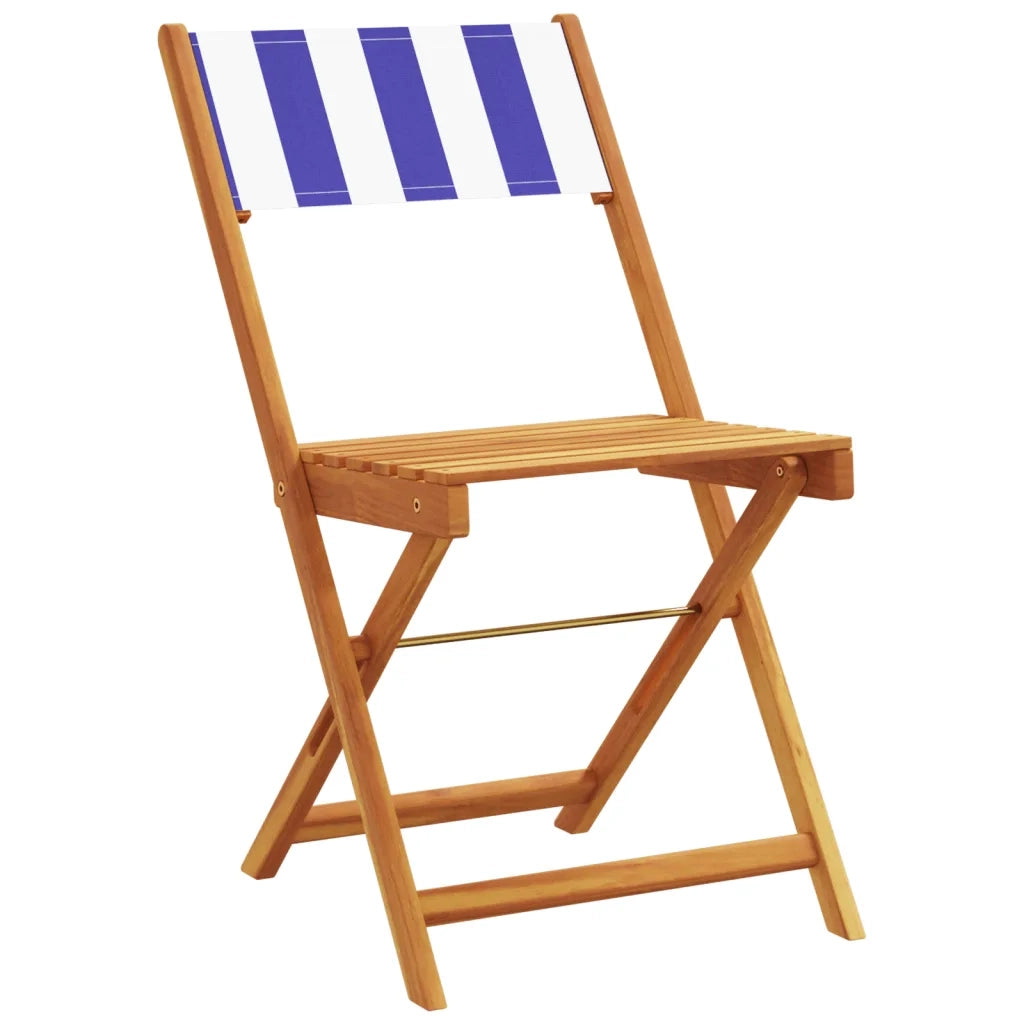 Sedie da Giardino Pieghevoli 4 pz | Sedie da Esterno Blu e Bianco Tessuto e Legno