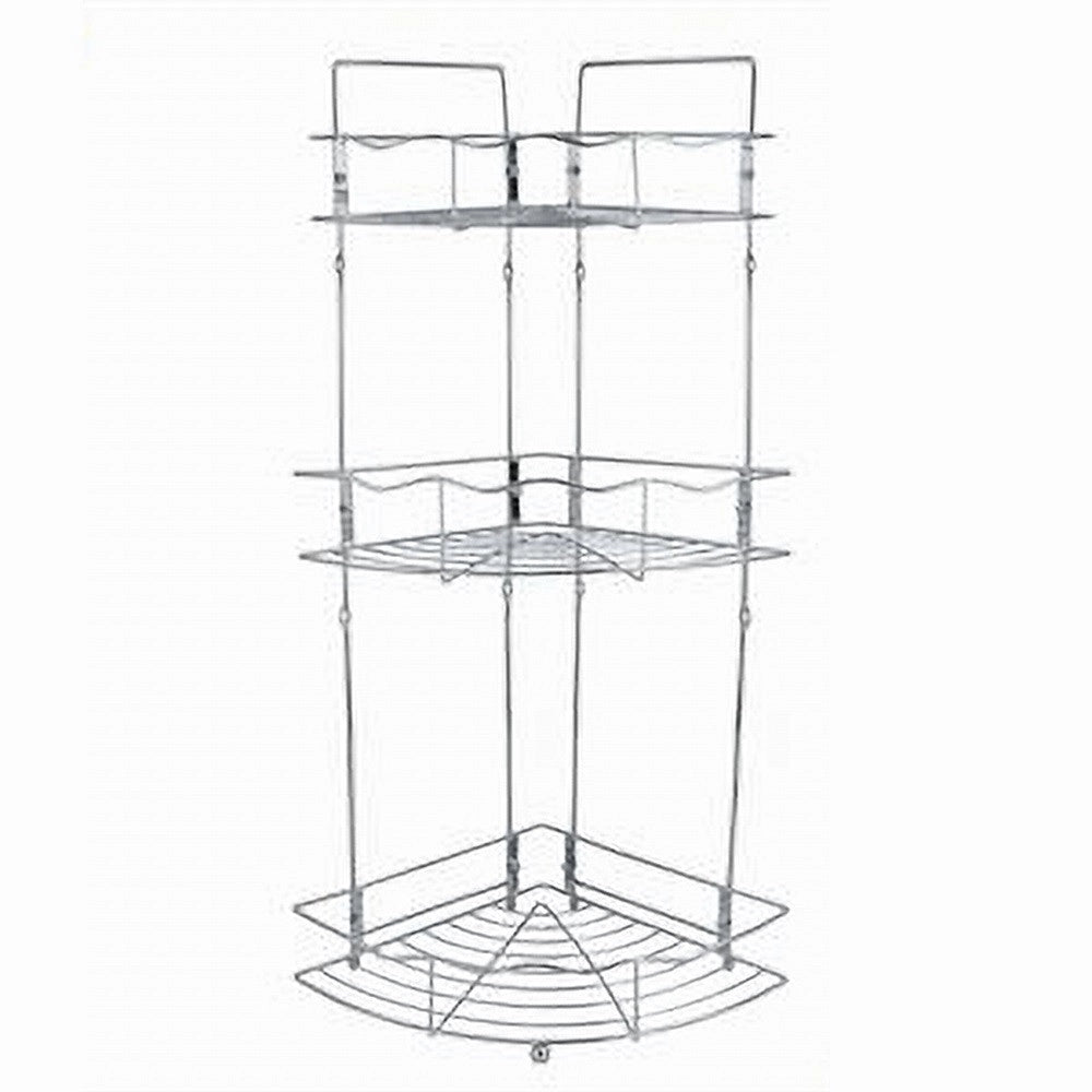 Trade Shop - Mensola Angolare Doccia A 3 Ripiani Portaoggetti In Metallo Scaffale Bagno 59260 -
